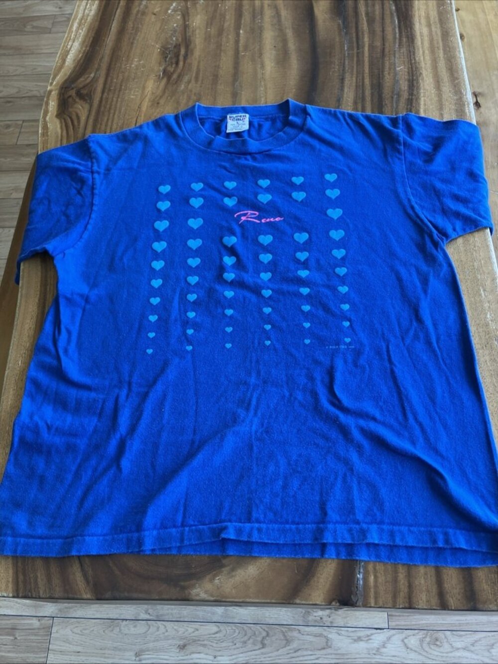 Vintage Reno Nevada  Poly Tees 1985 T-Shirt Peach USA Large Super Cru